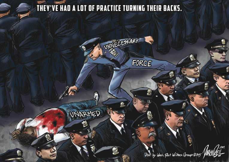 Political/Editorial Cartoon by Darrin Bell, Washington Post Writers Group on NYPD Continue Protest