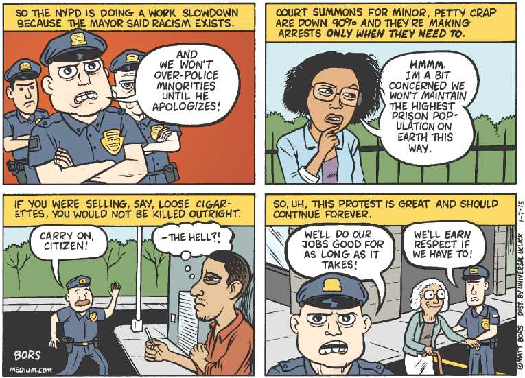 Political/Editorial Cartoon by Matt Bors on NYPD Continue Protest