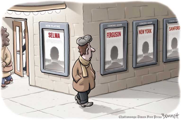 Political/Editorial Cartoon by Clay Bennett, Chattanooga Times Free Press on NYPD Continue Protest