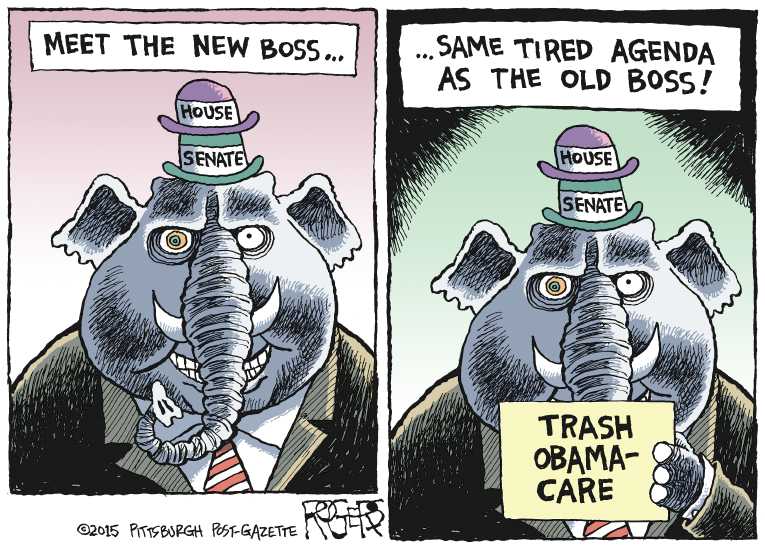 Political/Editorial Cartoon by Rob Rogers, The Pittsburgh Post-Gazette on GOP Congress Setting Tone