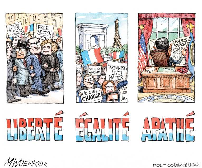 Political/Editorial Cartoon by Matt Wuerker, Politico on Millions March In France
