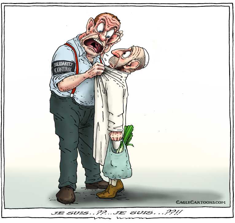 Political/Editorial Cartoon by Joep Bertrams, Het Parool, Amsterdam, Netherlands on Millions March In France