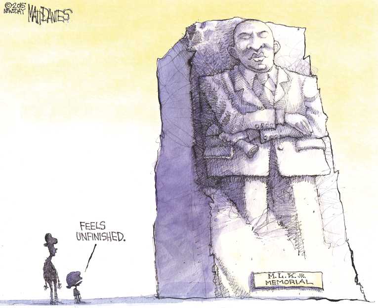 Political/Editorial Cartoon by Matt Davies, Journal News on Martin Luther King Celebrated