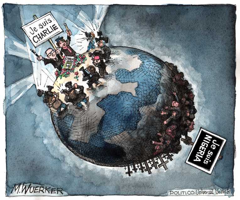 Political/Editorial Cartoon by Matt Wuerker, Politico on Terror in France Subsides