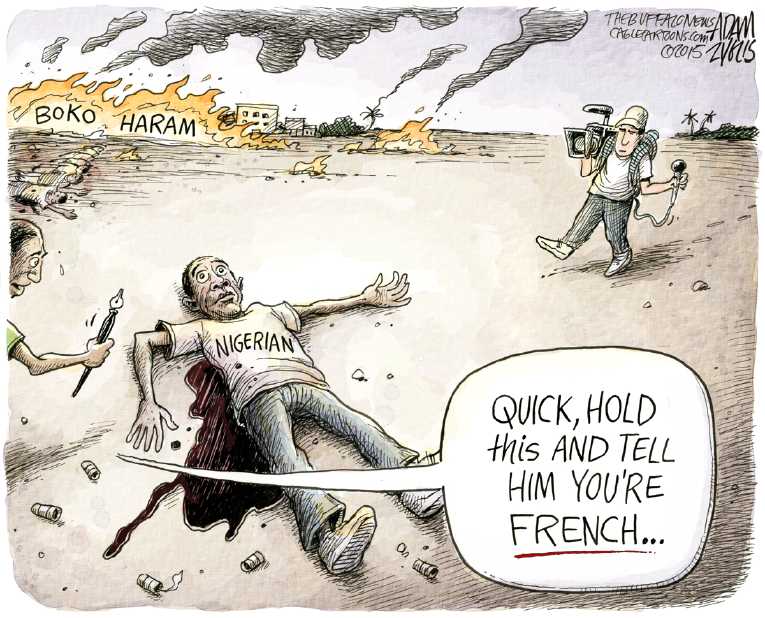 Political/Editorial Cartoon by Adam Zyglis, The Buffalo News on Terror in France Subsides