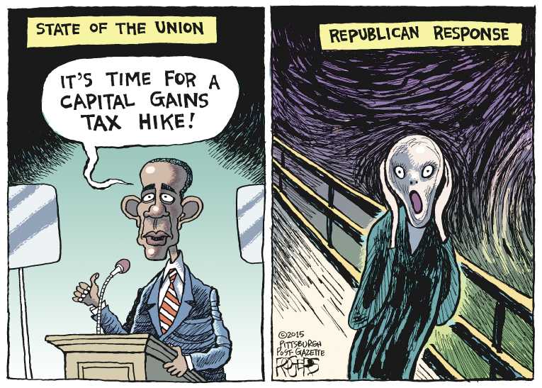 Political/Editorial Cartoon by Rob Rogers, The Pittsburgh Post-Gazette on State of Union Speech Fiery