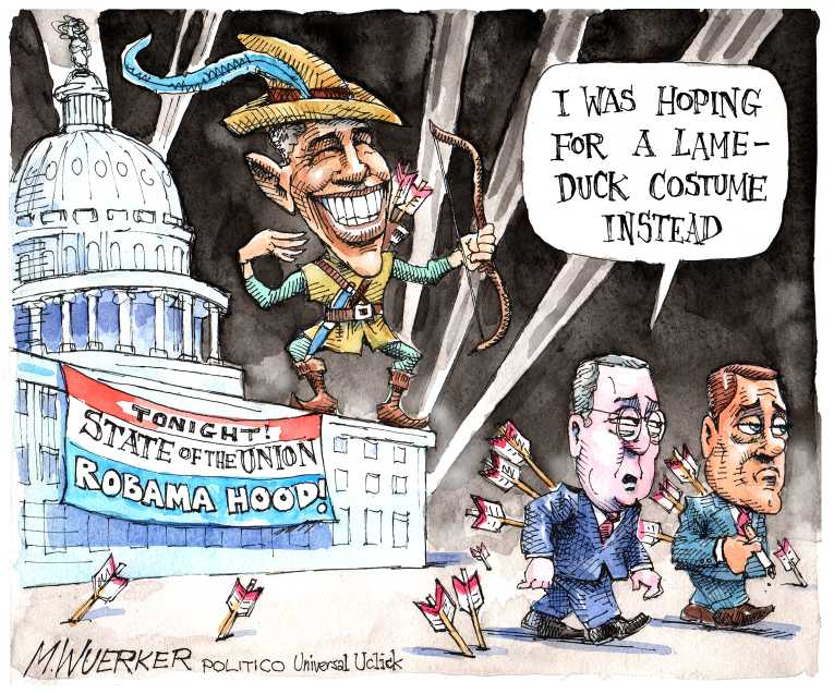 Political/Editorial Cartoon by Matt Wuerker, Politico on State of Union Speech Fiery