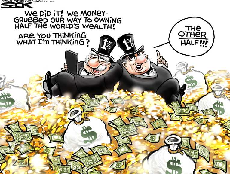 Political/Editorial Cartoon by Steve Sack, Minneapolis Star Tribune on Economic Milestone Reacheds