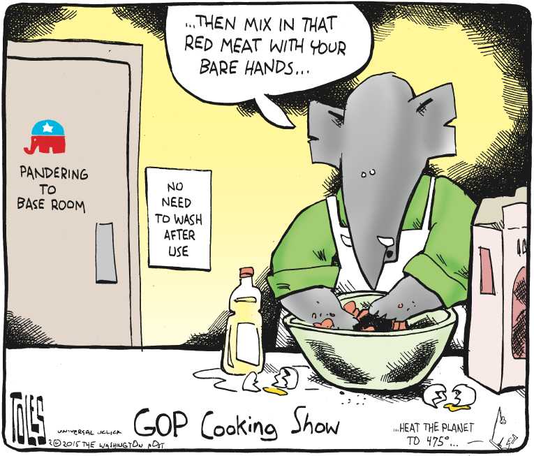 Political/Editorial Cartoon by Tom Toles, Washington Post on Tea Party Gaining Traction