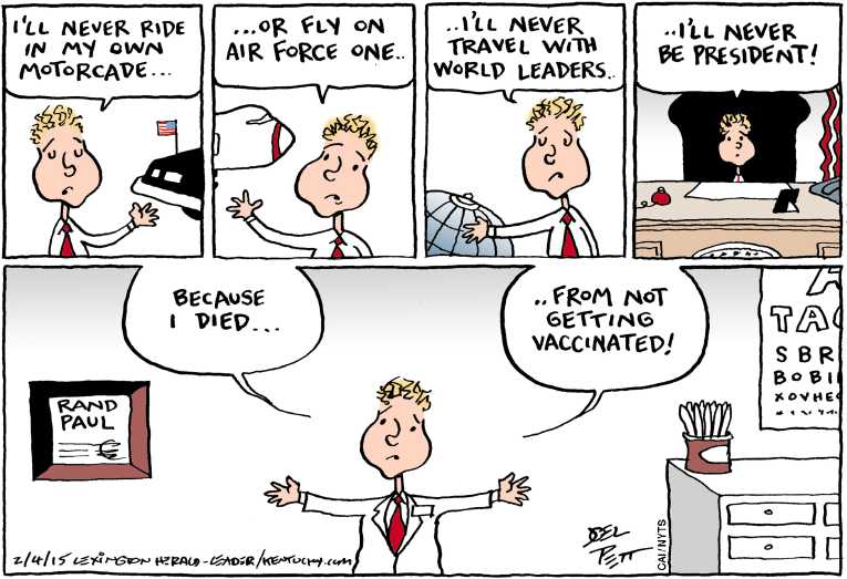 Political/Editorial Cartoon by Joel Pett, Lexington Herald-Leader, CWS/CartoonArts Intl. on Measles Spreading