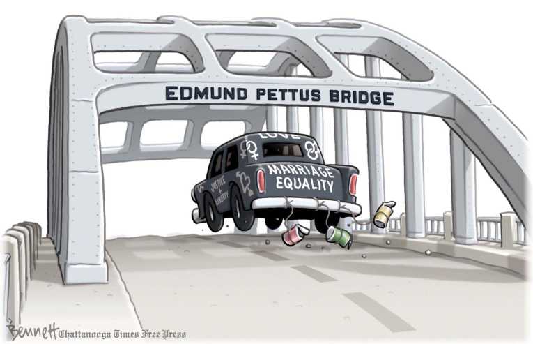 Political/Editorial Cartoon by Clay Bennett, Chattanooga Times Free Press on Gay Marriage Legal in Alabama