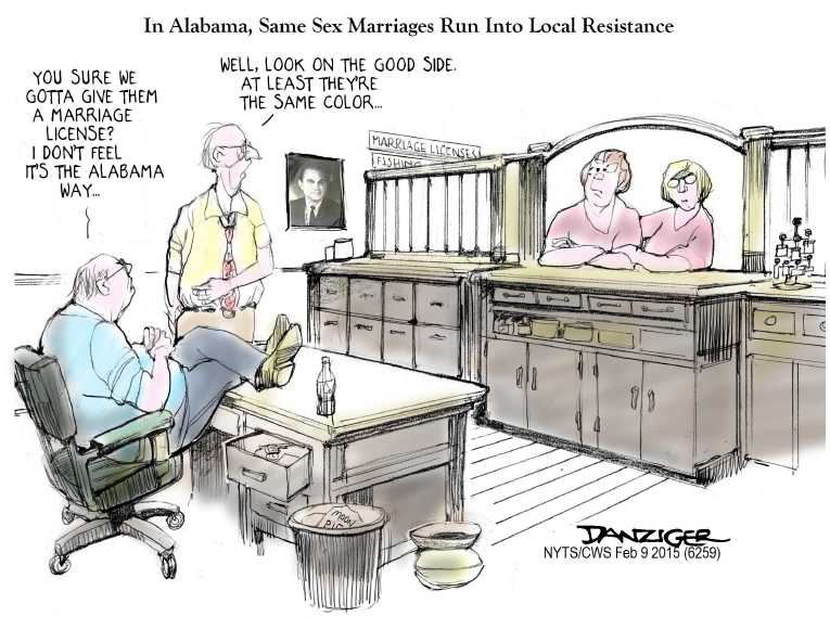 Political/Editorial Cartoon by Jeff Danziger, CWS/CartoonArts Intl. on Gay Marriage Legal in Alabama