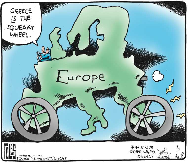 Political/Editorial Cartoon by Tom Toles, Washington Post on Greece Considers Breaking Free
