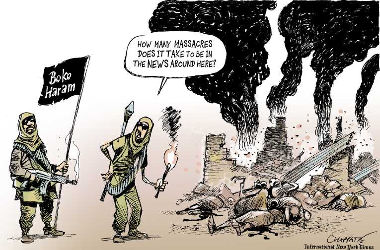 Political/Editorial Cartoon by Patrick Chappatte, International Herald Tribune on ISIS’ Tactics Questioned