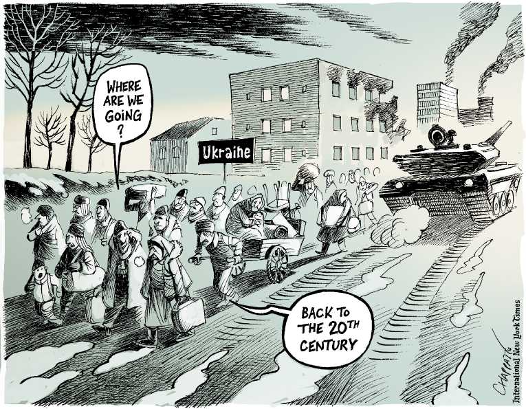 Political/Editorial Cartoon by Patrick Chappatte, International Herald Tribune on Ceasefire Reached in Ukraine