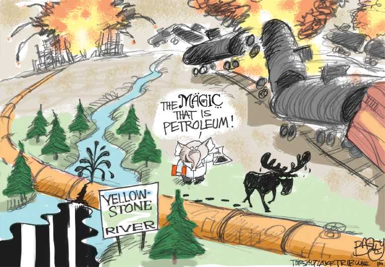 Political/Editorial Cartoon by Pat Bagley, Salt Lake Tribune on Weather Records Shattered