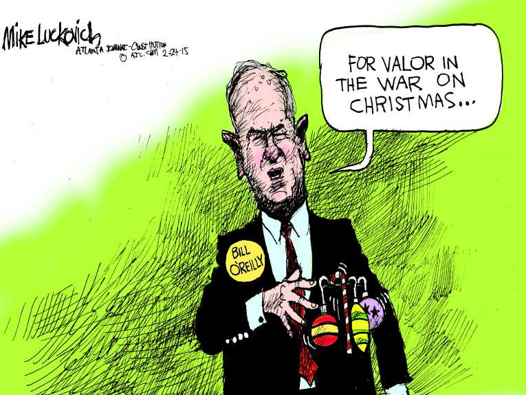 Political/Editorial Cartoon by Mike Luckovich, Atlanta Journal-Constitution on Bill O’Reilly Upset