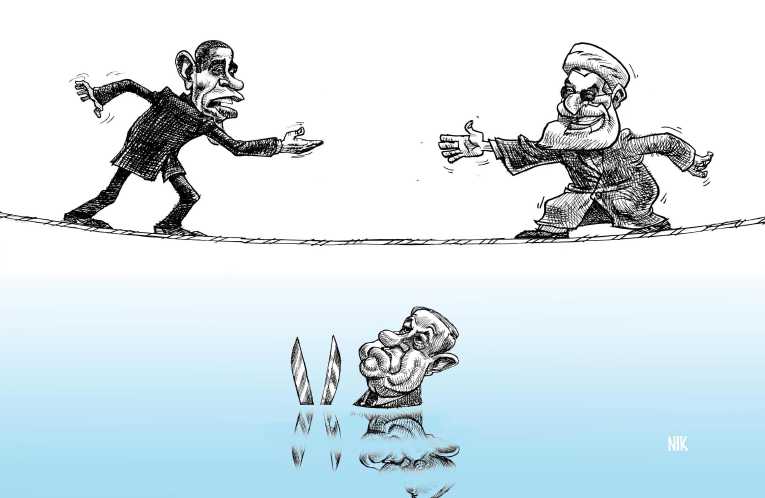 Political/Editorial Cartoon by Nik Kowsar on Netanyahu Wows GOP