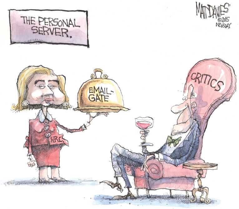 Political/Editorial Cartoon by Matt Davies, Journal News on Hillary Denies Wrongdoing