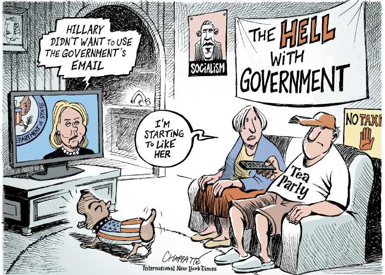Political/Editorial Cartoon by Patrick Chappatte, International Herald Tribune on Hillary Denies Wrongdoing