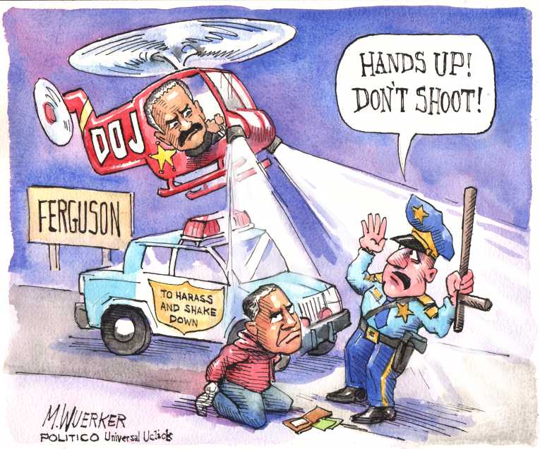 Political/Editorial Cartoon by Matt Wuerker, Politico on Ferguson Police Force Blasted