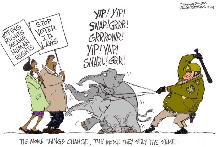 Political/Editorial Cartoon by Bill Schorr, Cagle Cartoons on Ferguson Police Force Blasted