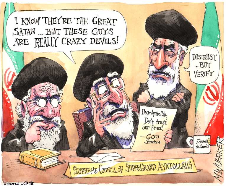 Political/Editorial Cartoon by Matt Wuerker, Politico on Senate Republicans Warn Iran