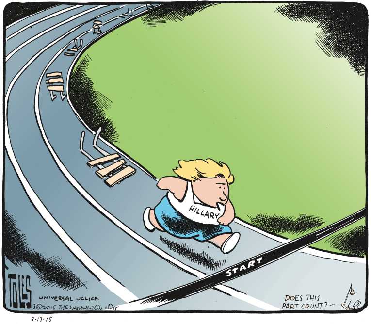 Political/Editorial Cartoon by Tom Toles, Washington Post on Hillary Reassures Nation