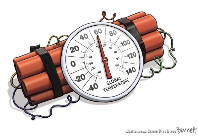 Political/Editorial Cartoon by Clay Bennett, Chattanooga Times Free Press on Extreme Weather Continues