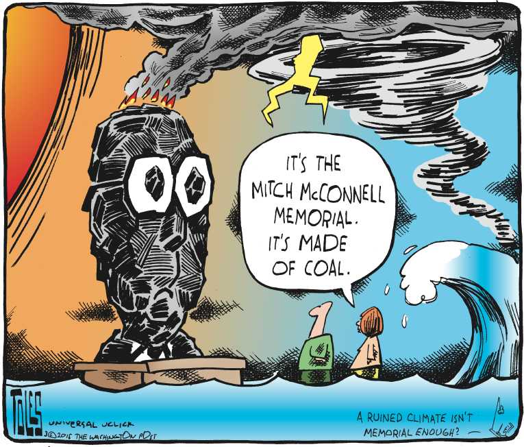 Political/Editorial Cartoon by Tom Toles, Washington Post on Extreme Weather Continues