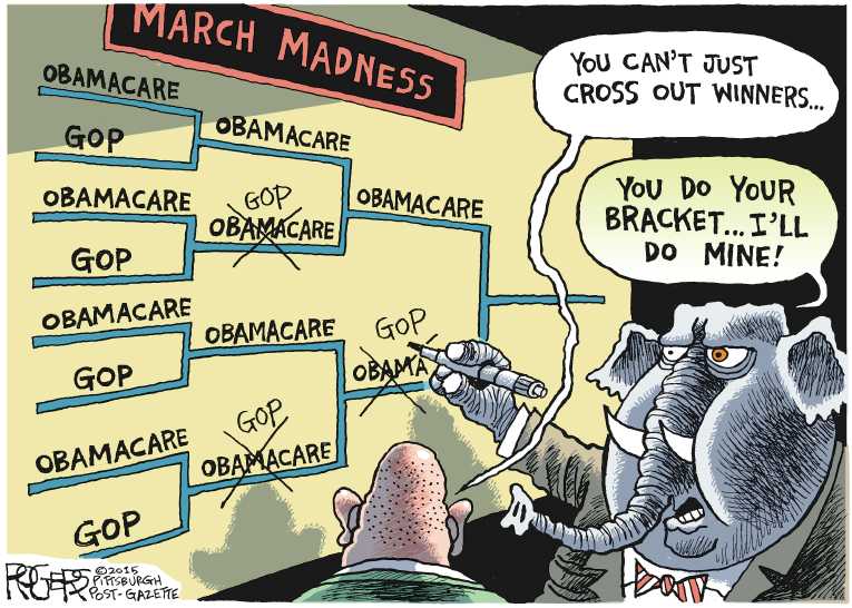 Political/Editorial Cartoon by Rob Rogers, The Pittsburgh Post-Gazette on Republicans Unveil Budget