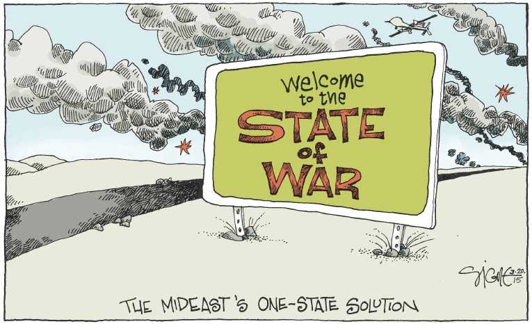 Political/Editorial Cartoon by Signe Wilkinson, Philadelphia Daily News on Netanyahu Recants