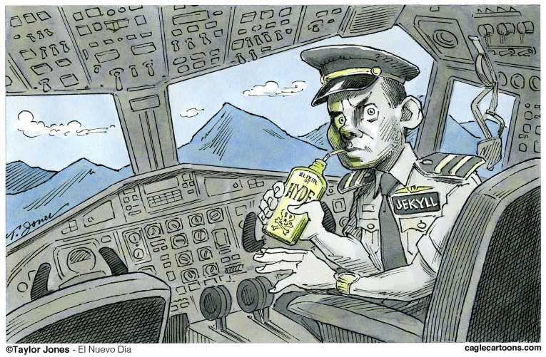 Political/Editorial Cartoon by Taylor Jones, Tribune Media Services on Co-Pilot Intentionally Crashes Jet