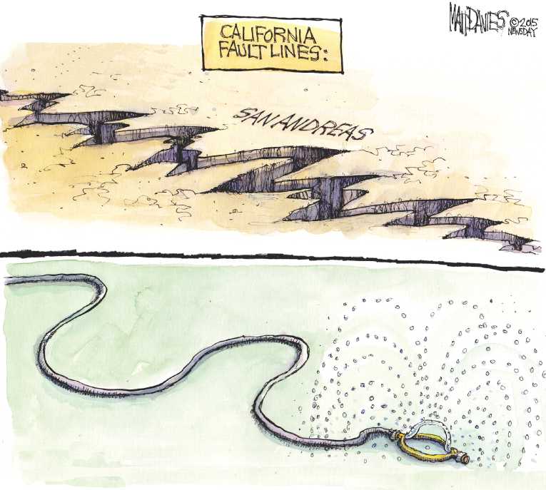 Political/Editorial Cartoon by Matt Davies, Journal News on California Imposes Water Restrictions