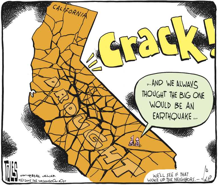 Political/Editorial Cartoon by Tom Toles, Washington Post on California Imposes Water Restrictions