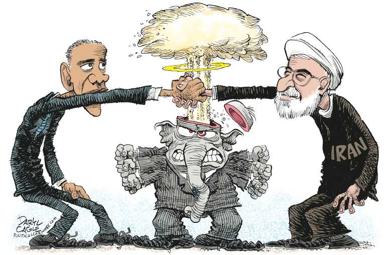 Political/Editorial Cartoon by Daryl Cagle, Cagle Cartoons on Nuke Deal Reached With Iran