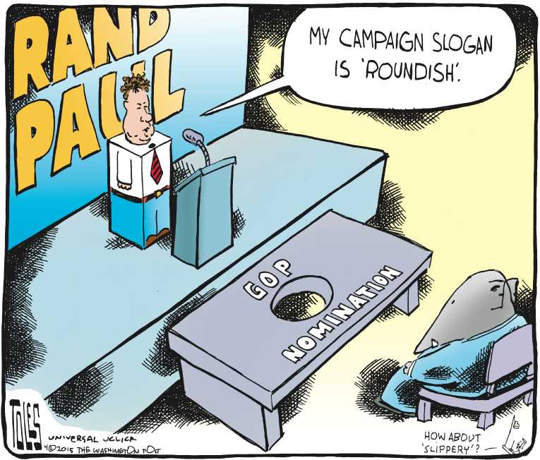 Political/Editorial Cartoon by Tom Toles, Washington Post on Clinton Announces Candidacy
