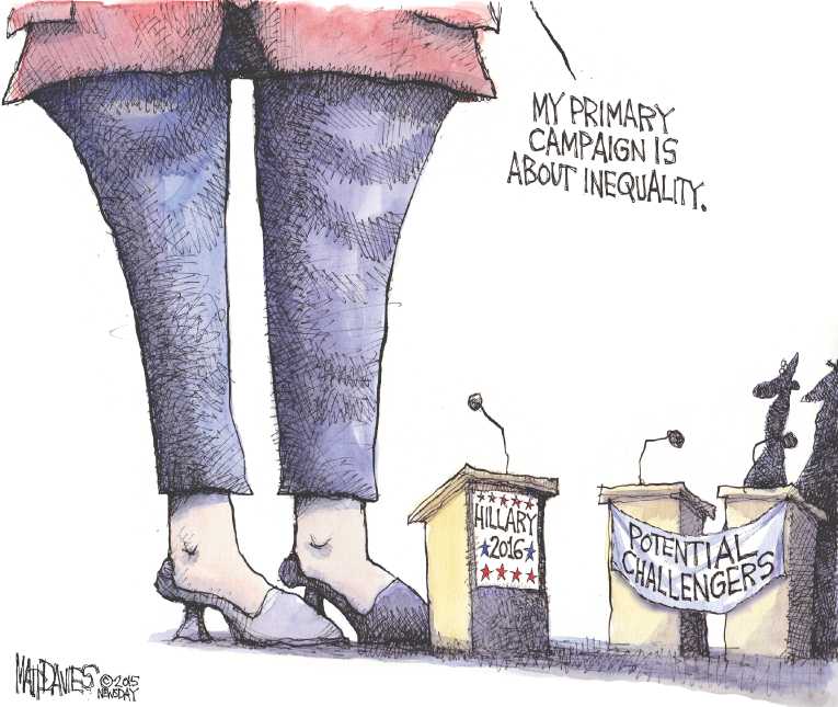 Political/Editorial Cartoon by Matt Davies, Journal News on Clinton Announces Candidacy