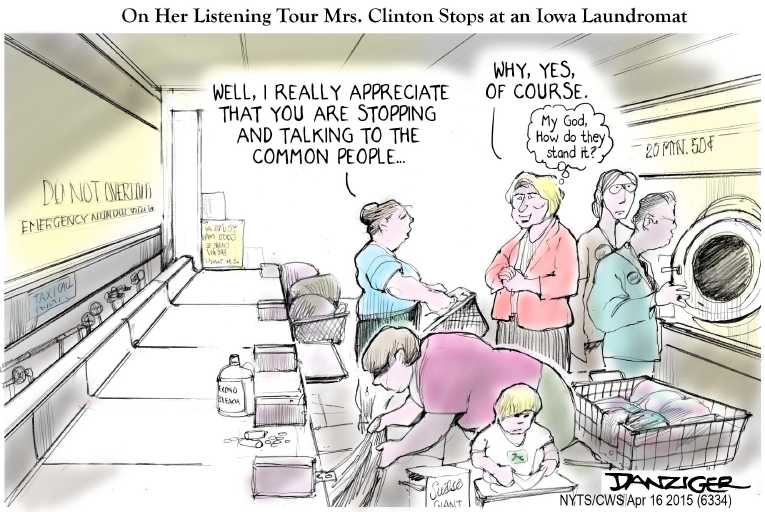 Political/Editorial Cartoon by Jeff Danziger, CWS/CartoonArts Intl. on Clinton Announces Candidacy