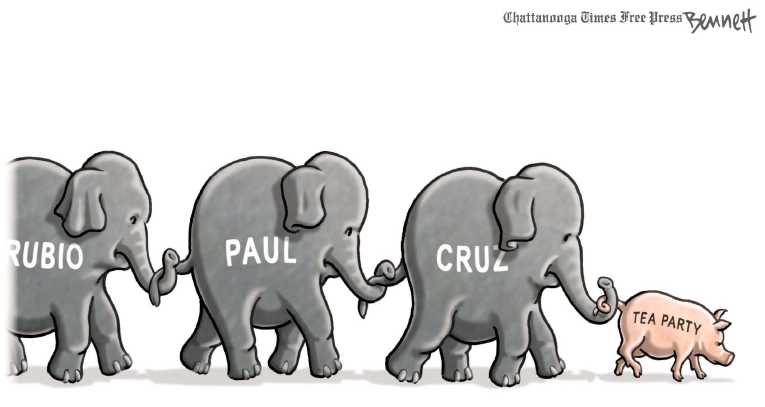 Political/Editorial Cartoon by Clay Bennett, Chattanooga Times Free Press on GOP Targets Obama