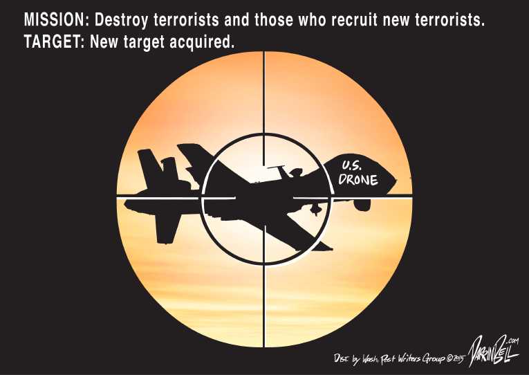 Political/Editorial Cartoon by Darrin Bell, Washington Post Writers Group on Drone Attack Kills Americans