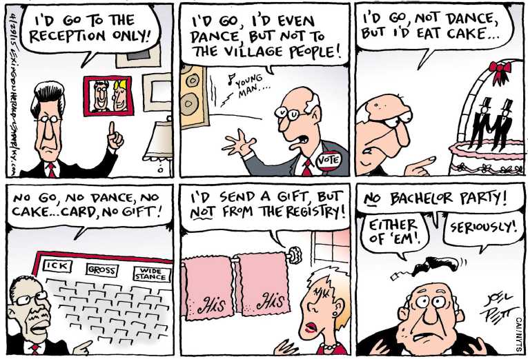 Political/Editorial Cartoon by Joel Pett, Lexington Herald-Leader, CWS/CartoonArts Intl. on Court to Rule on Gay Marriage