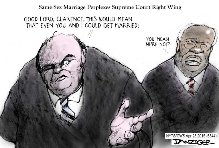 Political/Editorial Cartoon by Jeff Danziger, CWS/CartoonArts Intl. on Court to Rule on Gay Marriage