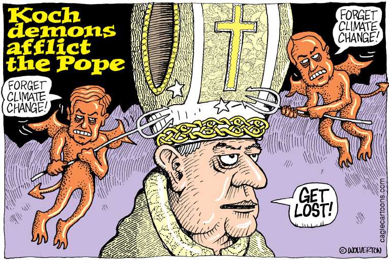 Political/Editorial Cartoon by Monte Wolverton, Cagle Cartoons on Pope Speaks Out on Climate