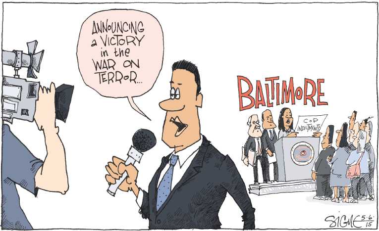 Political/Editorial Cartoon by Signe Wilkinson, Philadelphia Daily News on Baltimore Celebrates