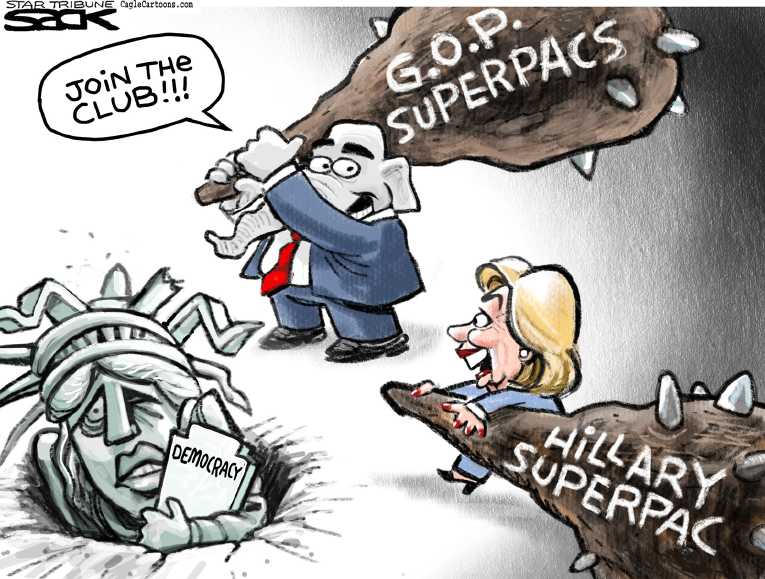 Political/Editorial Cartoon by Steve Sack, Minneapolis Star Tribune on Presidential Race Heating Up