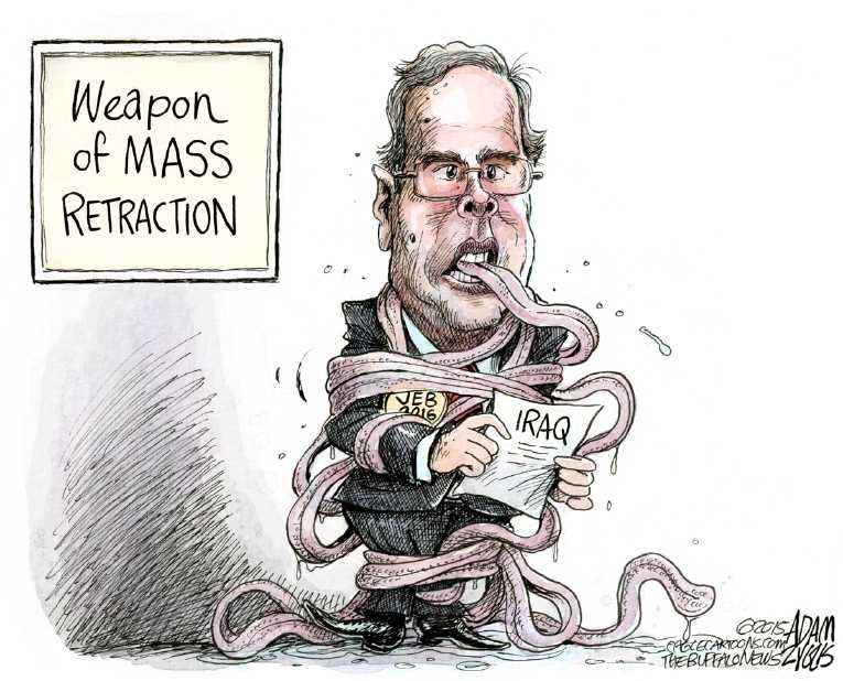 Political/Editorial Cartoon by Adam Zyglis, The Buffalo News on Jeb Bush Stumbles Over Iraq