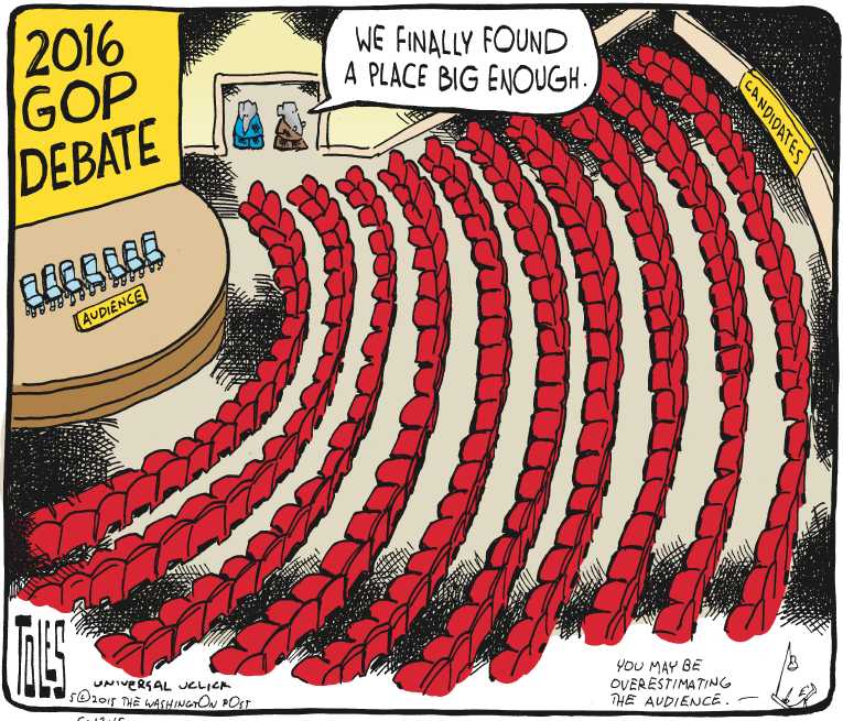 Political/Editorial Cartoon by Tom Toles, Washington Post on 2016 Presidential Race Heats Up