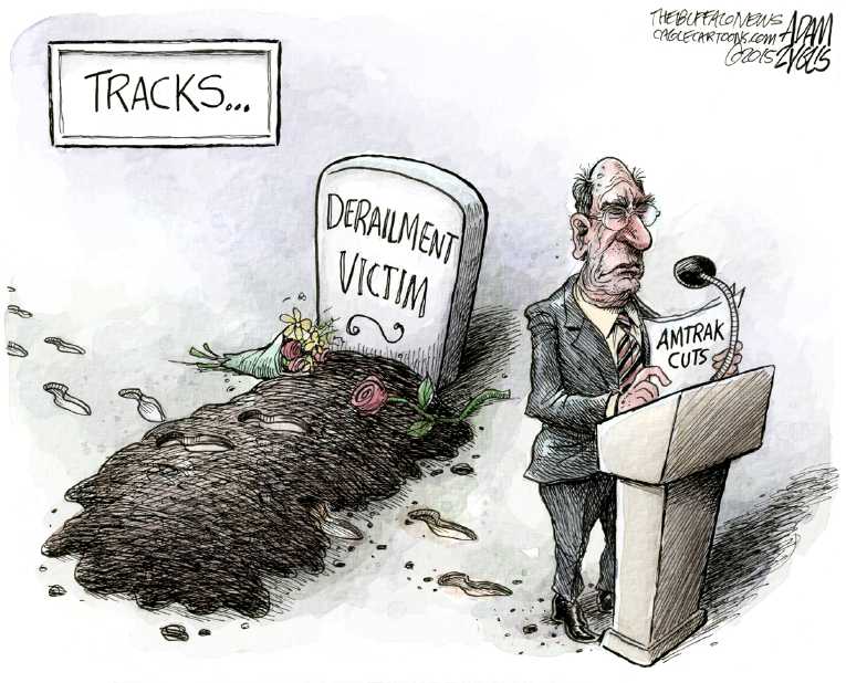 Political/Editorial Cartoon by Adam Zyglis, The Buffalo News on Train Derailment Kills 8
