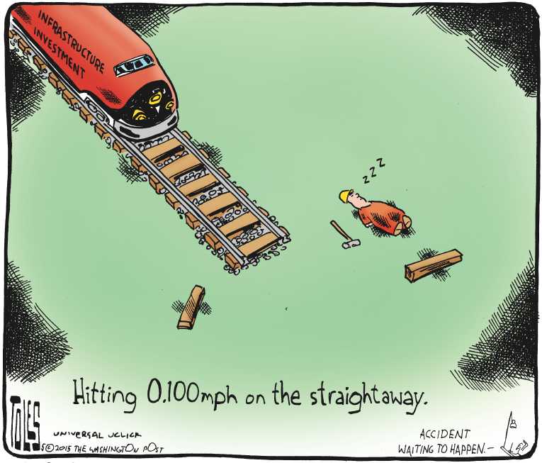 Political Cartoon on 'Train Derailment Kills 8' by Tom Toles, Washington  Post at The Comic News
